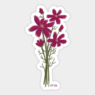 Magenta Flower Bouquet Painting Sticker